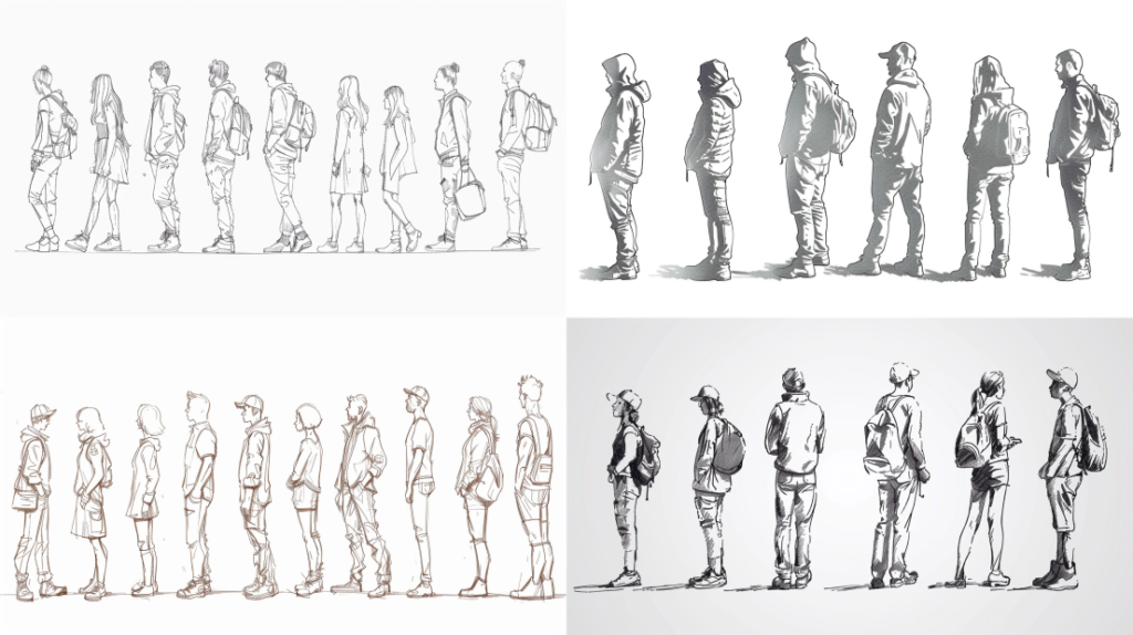 Hand-drawn human figures