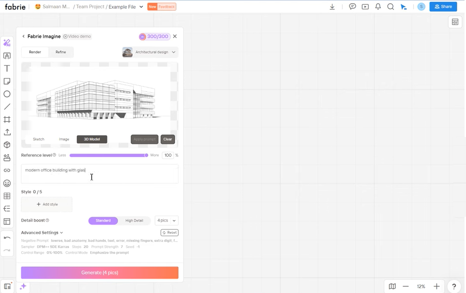 Fabrie AI web interface