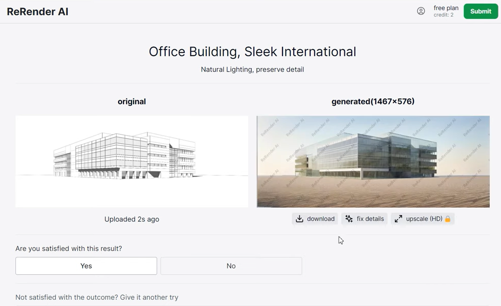 ReRender AI web interface